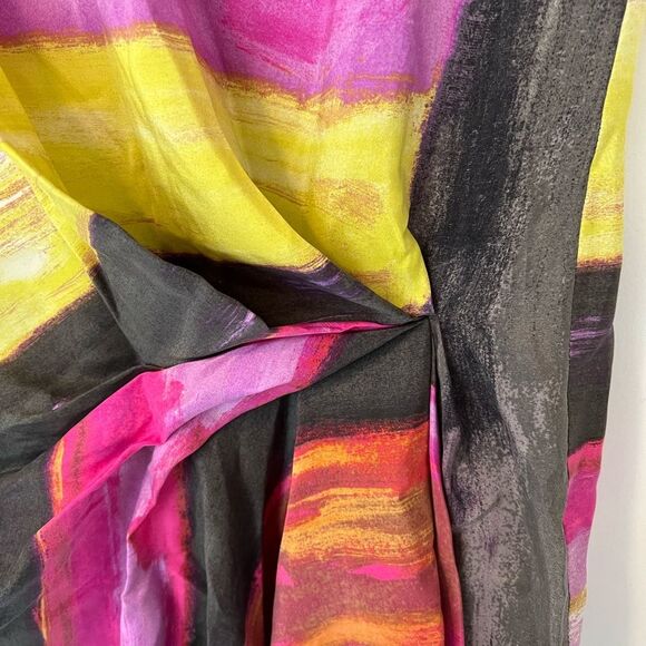 Rachel Rachel Roy silk multi color faux tie front asymmetrical dress - Picture 4 of 5